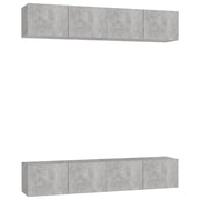 Mobili TV 4 pz | Armadietto TV | Mobile Porta TV Grigio Cemento 80x30x30 cm in Legno Multistrato