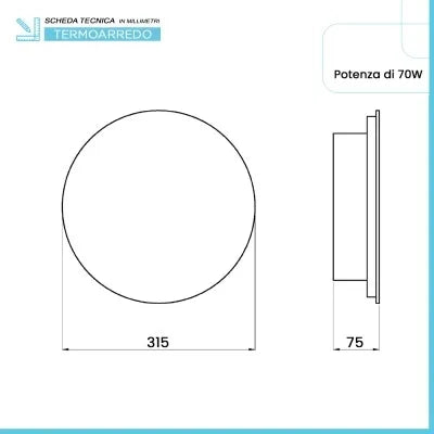 Scaldasalviette elettrico Miros O a specchio 31,5 cm argento 70W