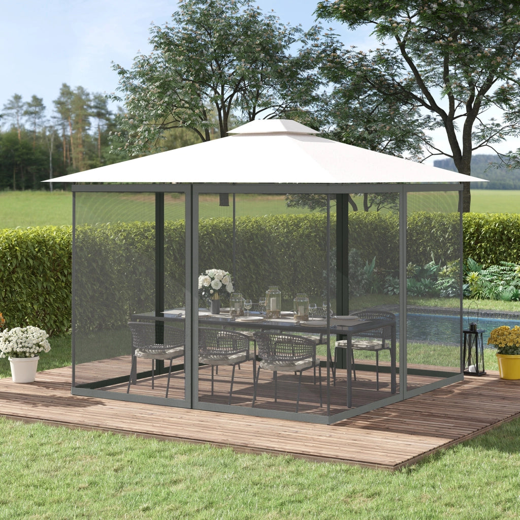 Zanzariere per gazebo giardino ¨C zephmum ¨C 4 pezzi per 3x4m grigio