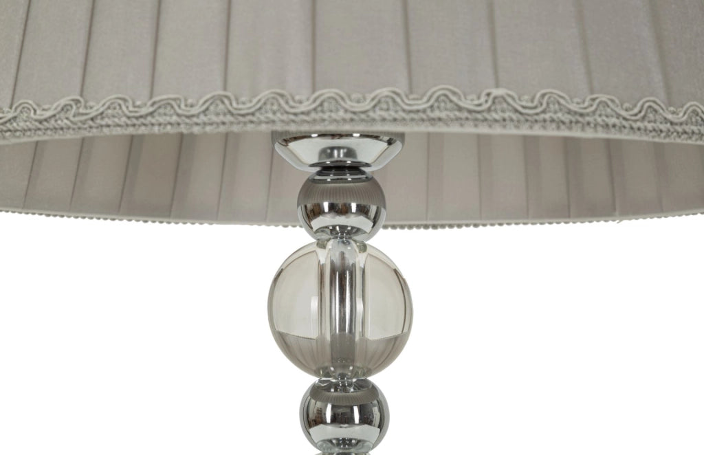 Lampada da Tavolo Tolly Ø30x48 cm in Metallo e Vetro e Tessuto Argento