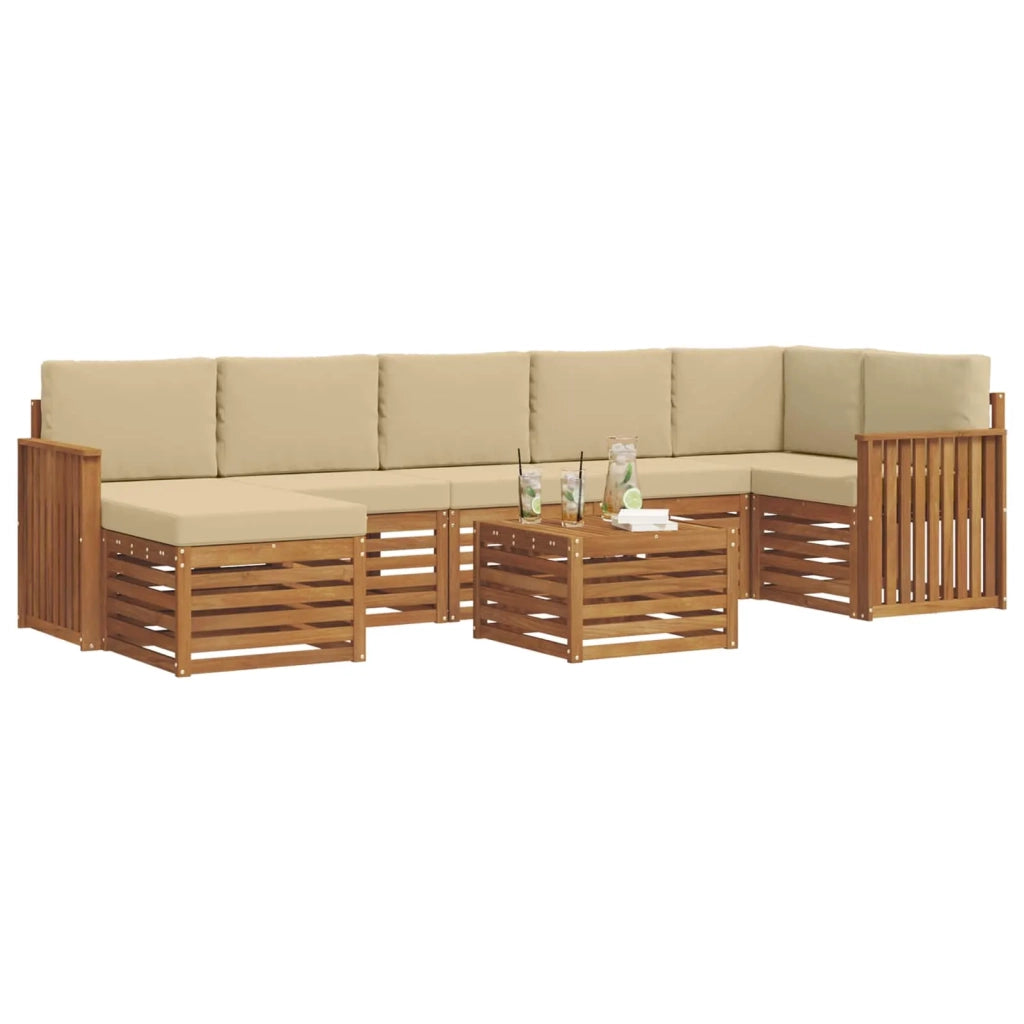 Set divano sezionale con cuscino 8 pcs Naturale e Beige 3375208