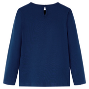 Maglietta Bambina Maniche Lunghe Blu Marino 116 14101