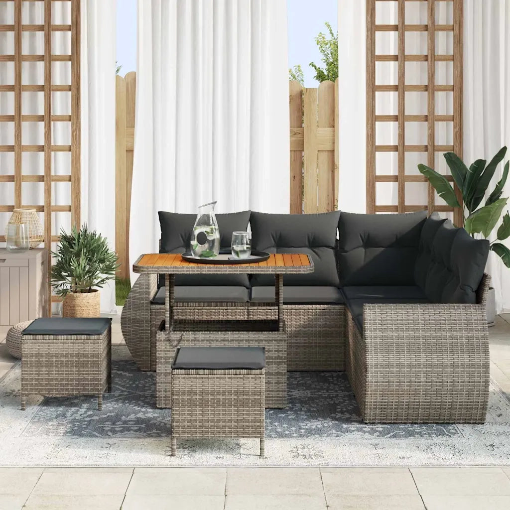 Set Divano da Giardino 8 pcs Grigio polyrattan 3361878