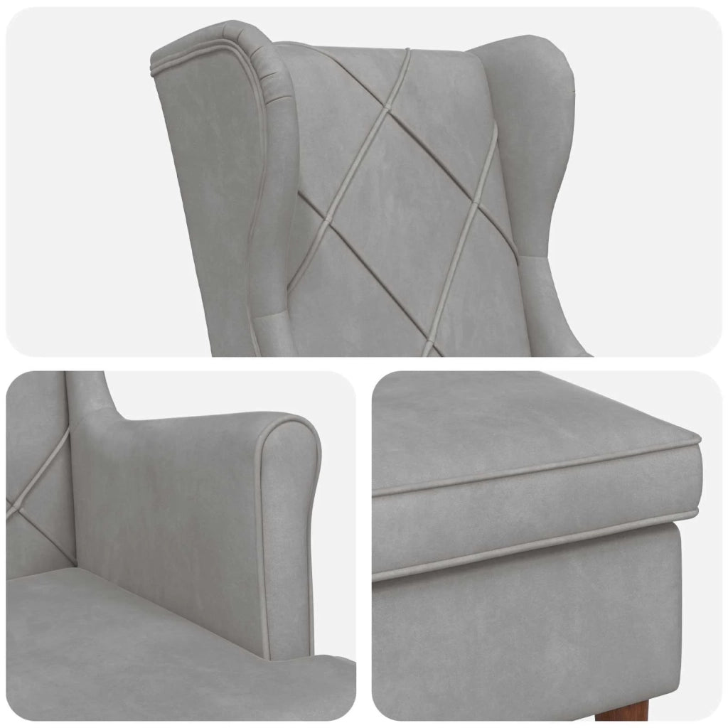 Poltrona con Ottomano 2 pz Grigio Chiaro Velluto 3418842