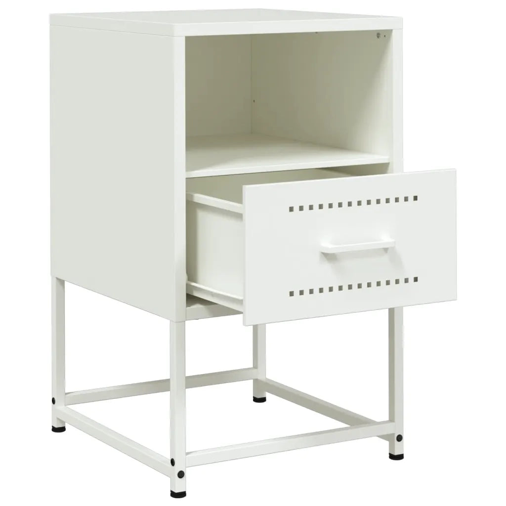 Set di 2 Comodini | Armadio da Notte | Mobiletto da notte Bianchi 36x39x60,5 cm in Acciaio
