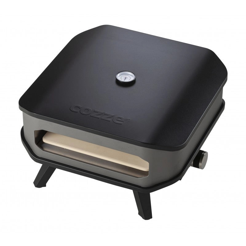 Forno per Pizza a Gas 13' Fino a 450° 34x34 cm con Pietra Refrattaria e Copertura