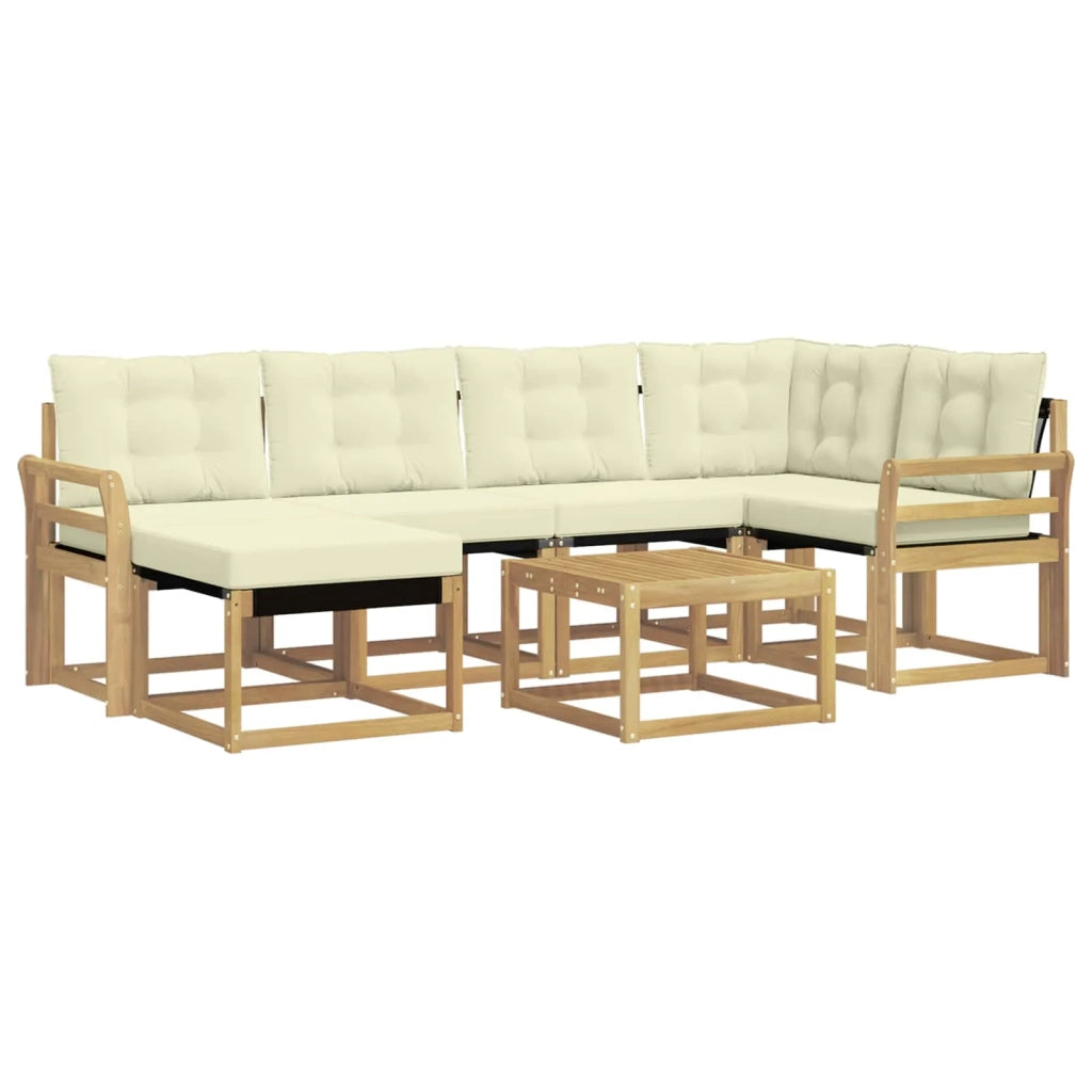 Set di divani da esterno con cuscino 7 pcs Bianco e Crema