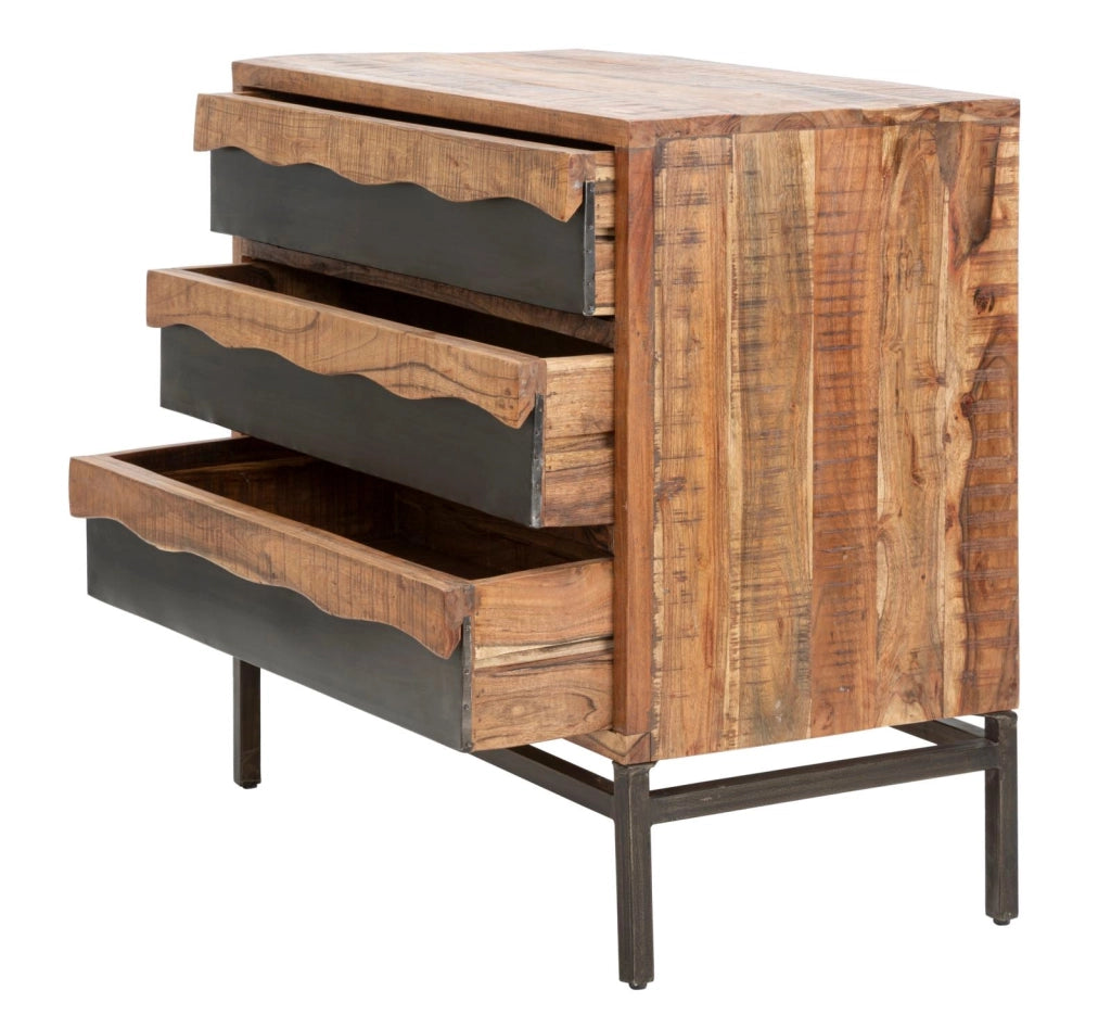 Comò Yellowstone 88x45x80 cm in Legno di Acacia e in Ferro Marrone e Nero