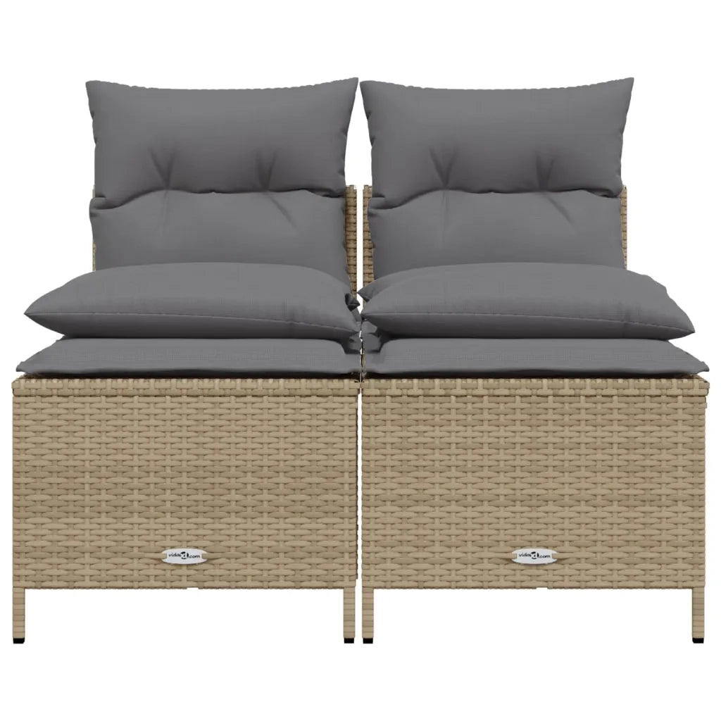 Set Divano da Giardino 4 pz | Set Salotto da Giardino con Cuscini Beige in Polyrattan