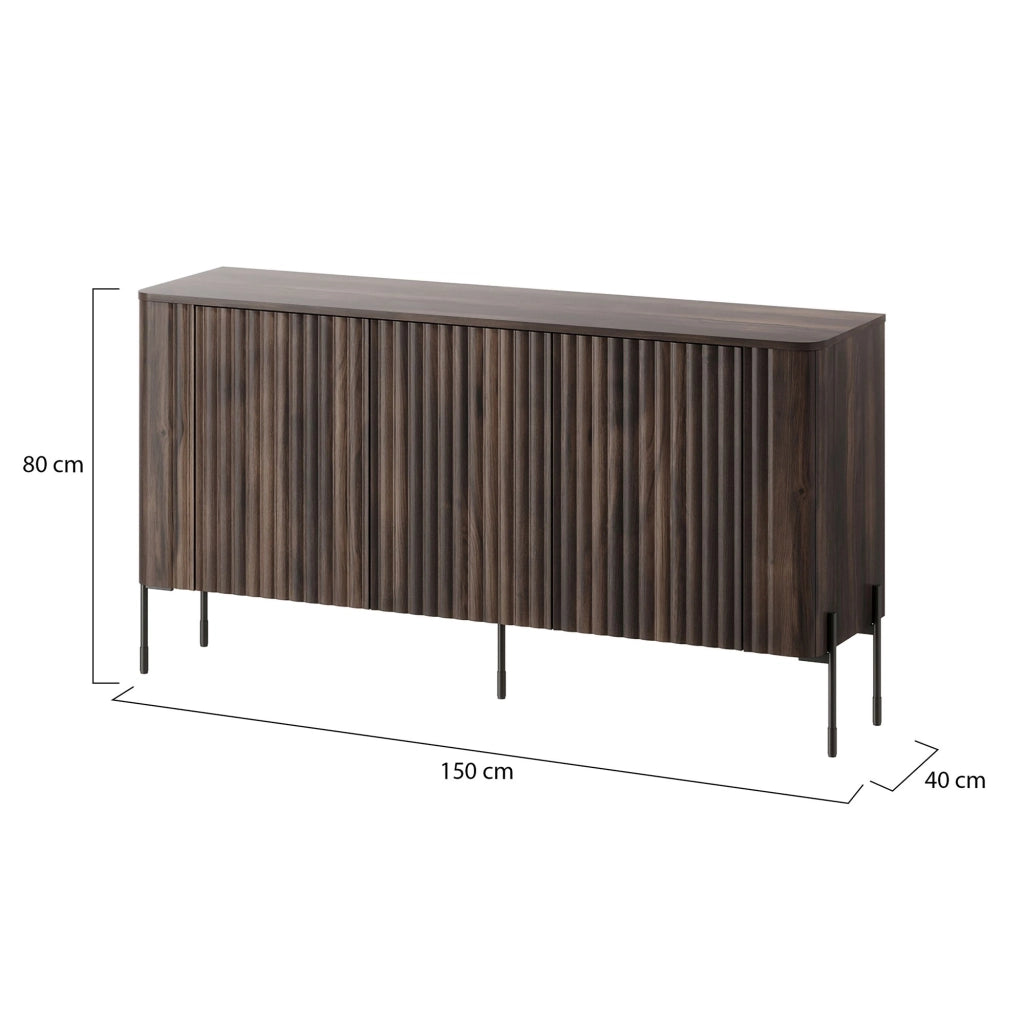 Madia Susegana, Credenza 3 Ripiani, 150x40x80h cm Marrone Noce