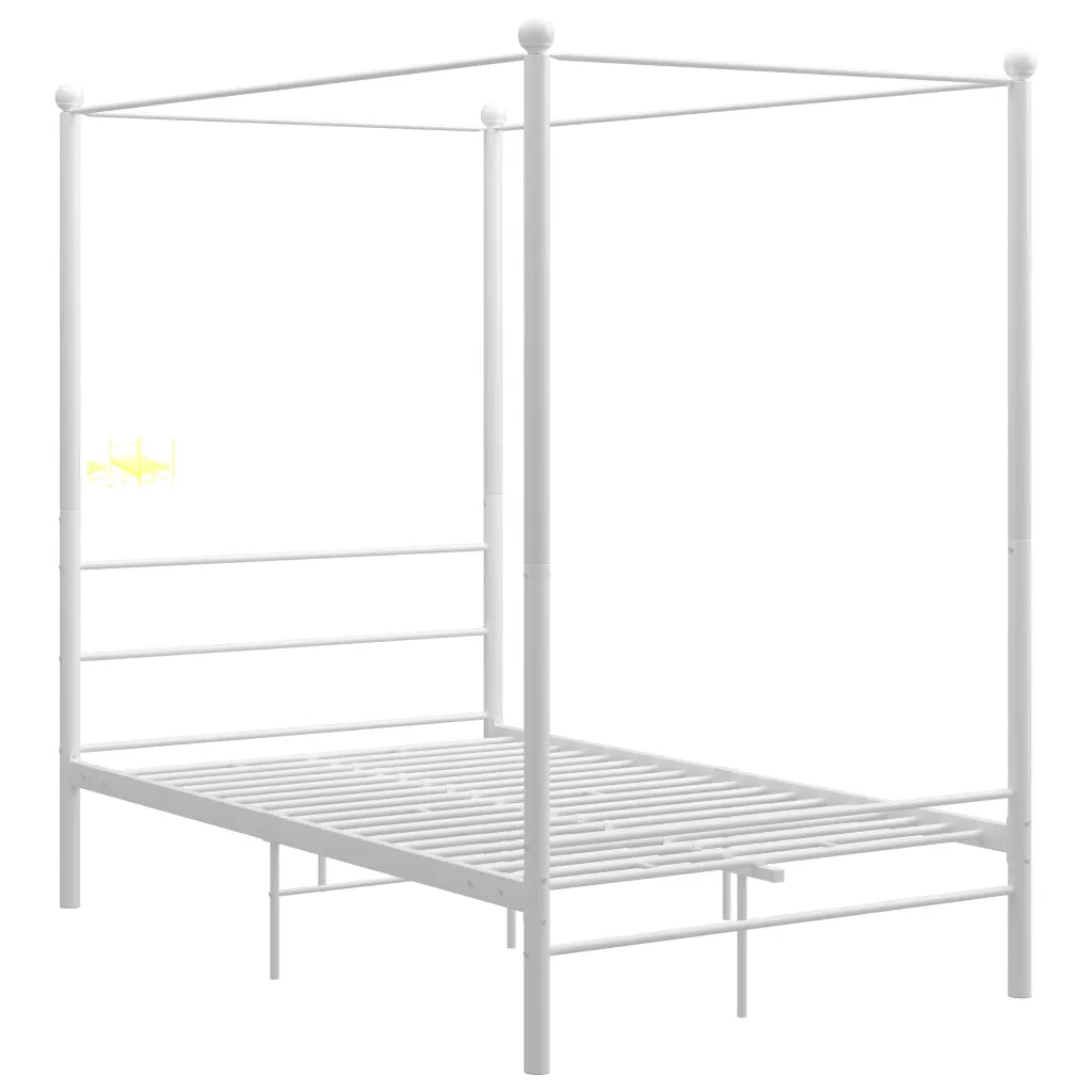 Letto a Baldacchino Bianco in Metallo 120x200 cm