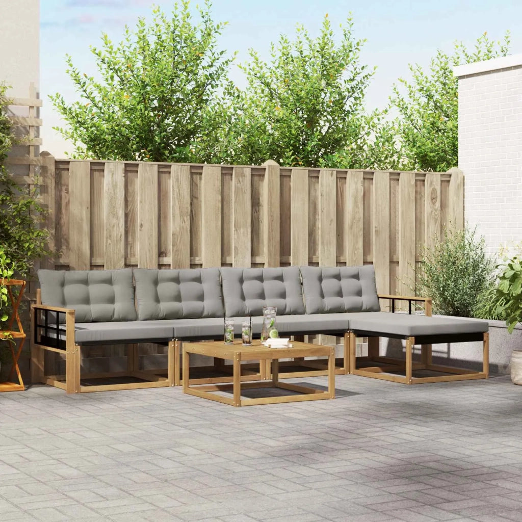 Set di divani da esterno 6 pz Bianco e Grigio Chiaro 3388617