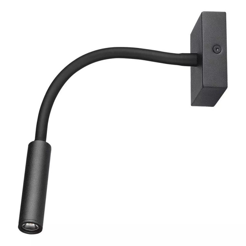 Applique Lampada Led Da Parete Hotel Per Lettura 3W 3000K Braccio Flessibile Carcassa Nera SKU-211485