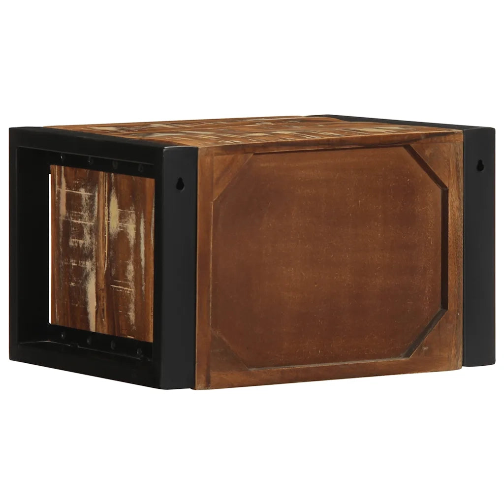 Set di 2 Comodini | Armadio da Notte | Mobiletto da notte Multicolore 40x35x25cm in Legno Massello Recupero