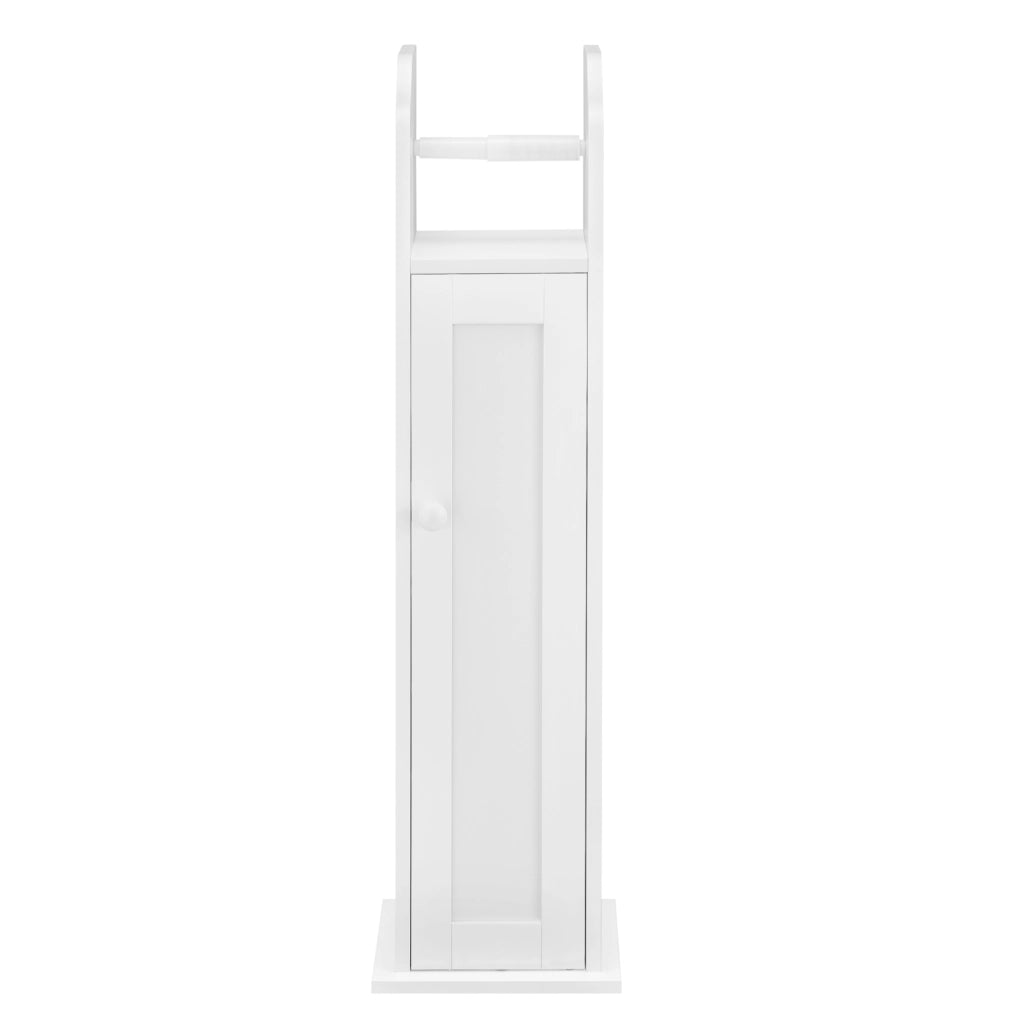 Armadietto Stretto da Bagno con Portarotolo e Vani Portaoggetti 78x20x18 cm - Bianco [en.casa]