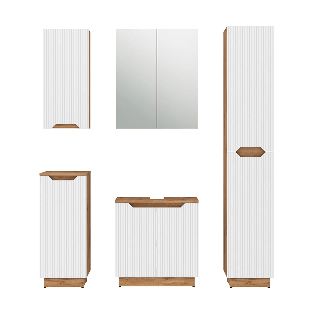 Vicco Set di mobili da bagno Rovere/bianco a strisce 5 parti