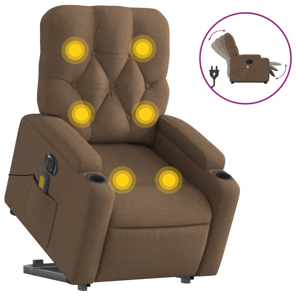 Poltrona Alzapersona Massaggiante Elettrica Marrone Tessuto 3204750