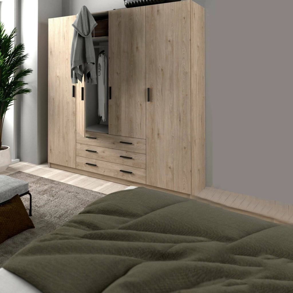 Guardaroba grande Epipola, Mobile camera da letto, Cabina armadio portabiti, Armadio appendiabiti, 196x50 h200 cm, Rovere