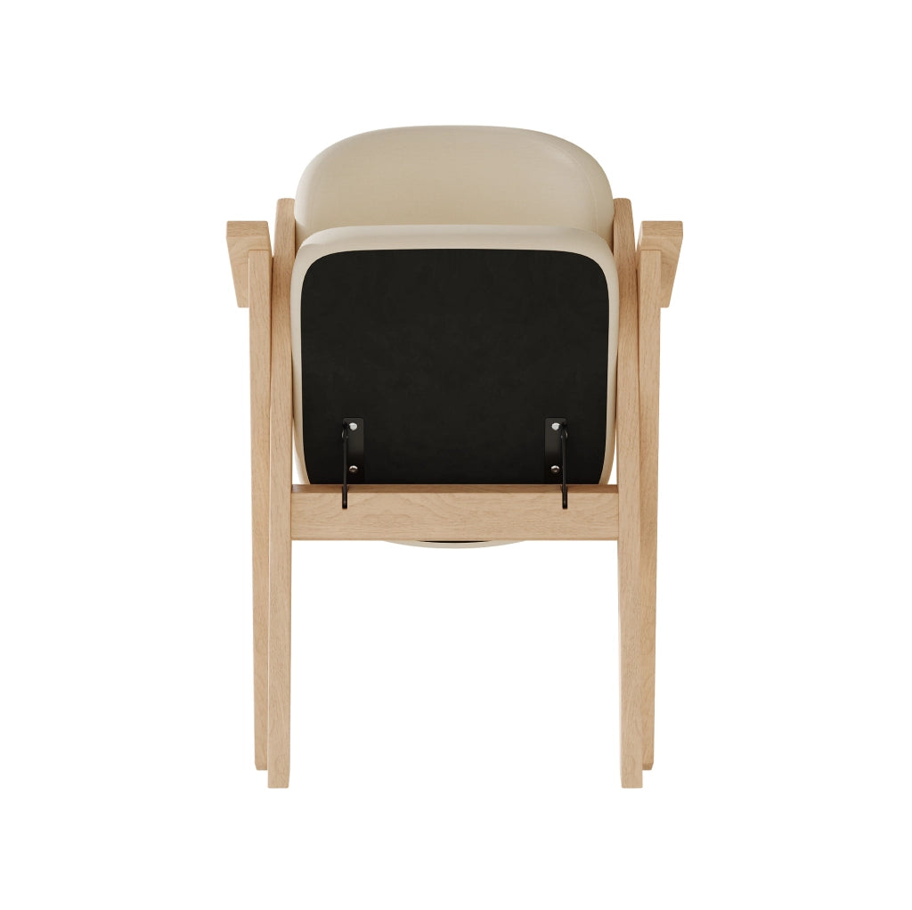 Set di 2 sedie da pranzo pieghevoli con braccioli; legno massello; lino beige