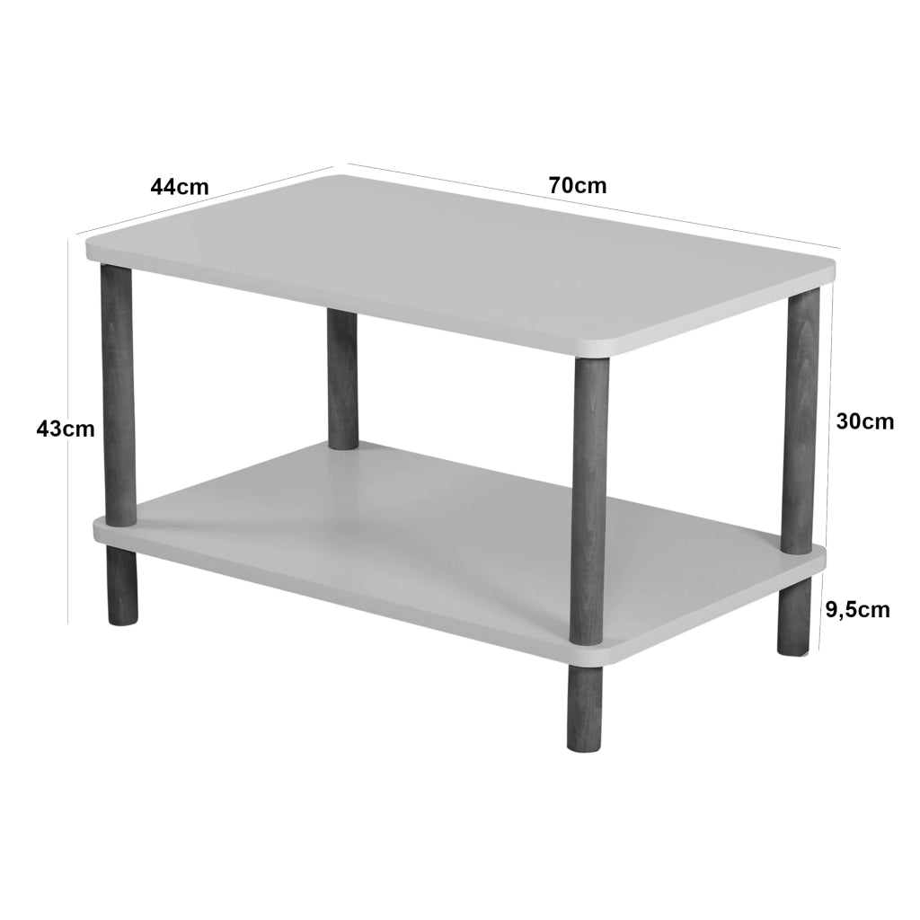 Tavolino rettangolare 43 x 70 x 44 cm bianco 03_0008489