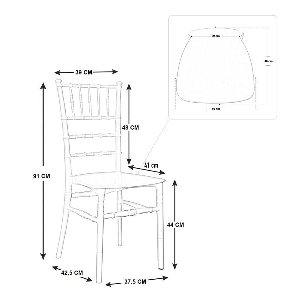 Set da 20 Sedie Chiavarine in Plastica Gialle ottone con cuscino coordinato