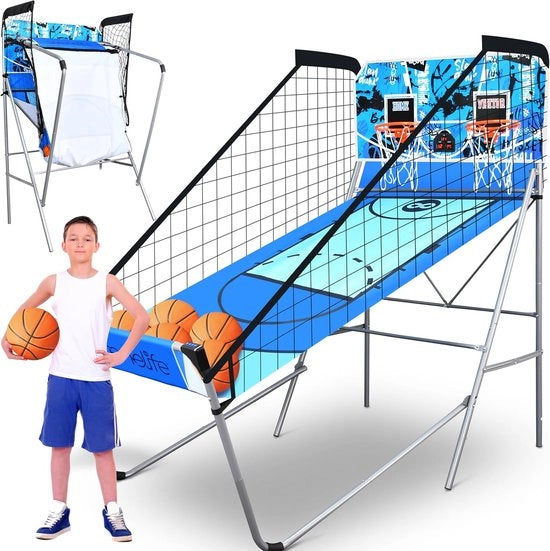Basketball Arcade, Gioco da Basketballo Automatico con Doppia Rete e Display Elettronico - Tempo di Gioco con Contatore Punti
