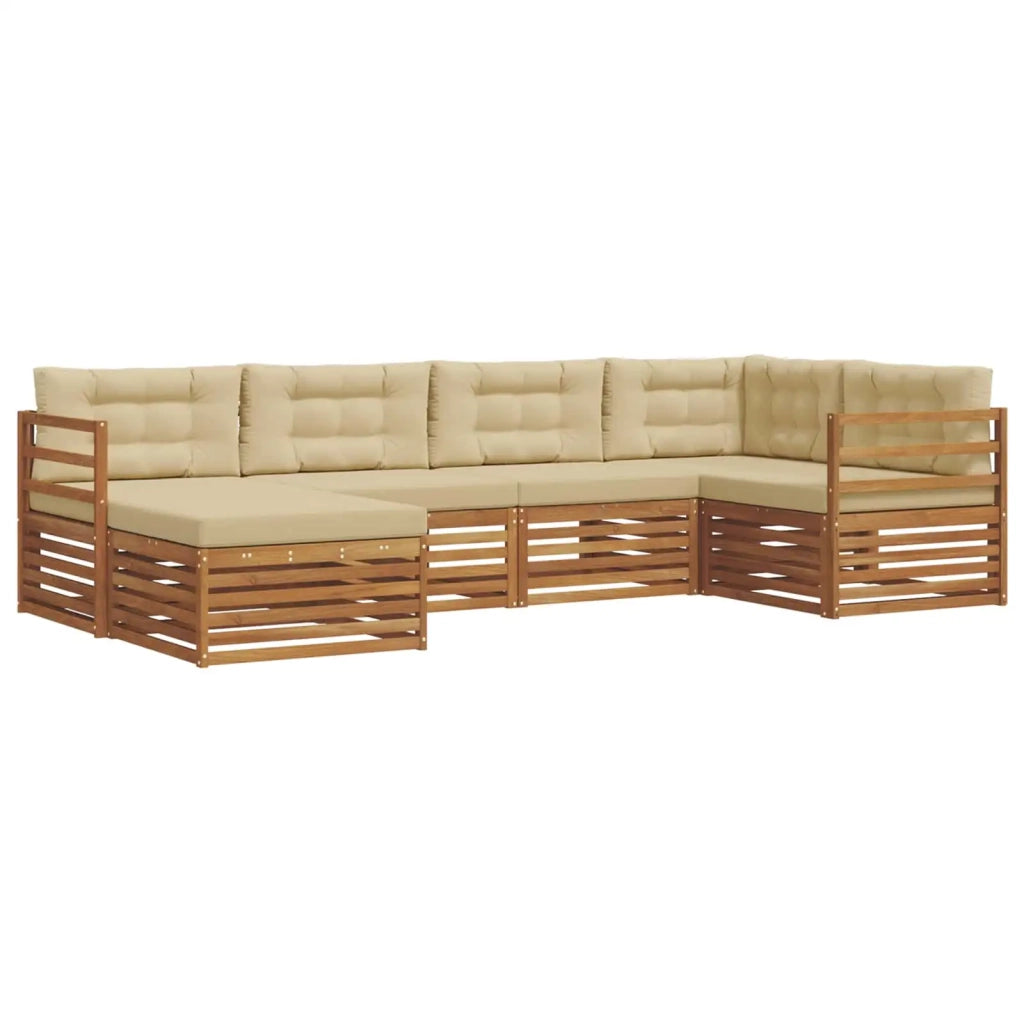 Set di divani da esterno con cuscino 6 pcs Naturale e Beige