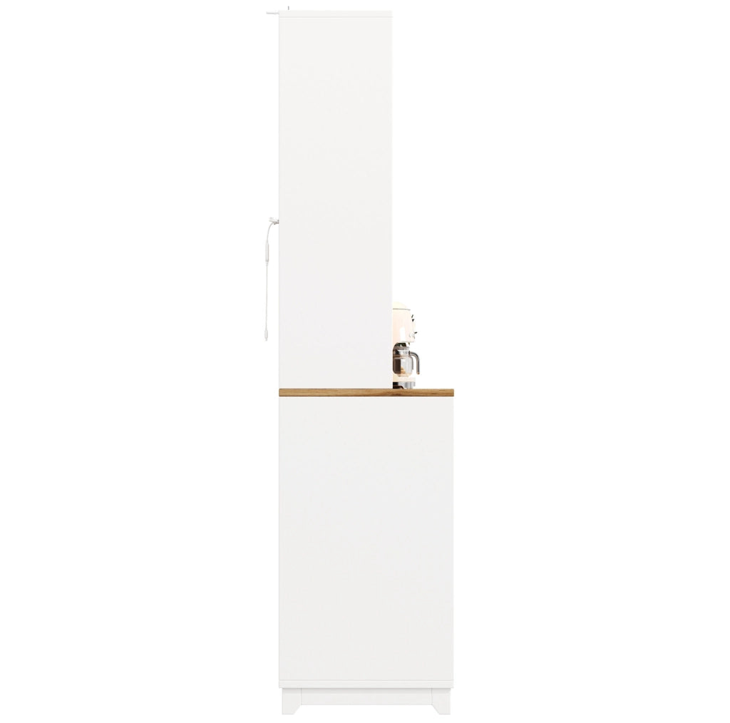 Credenza 120x40x180 cm con LED; ante in acrilico; MDF e metallo; bianco