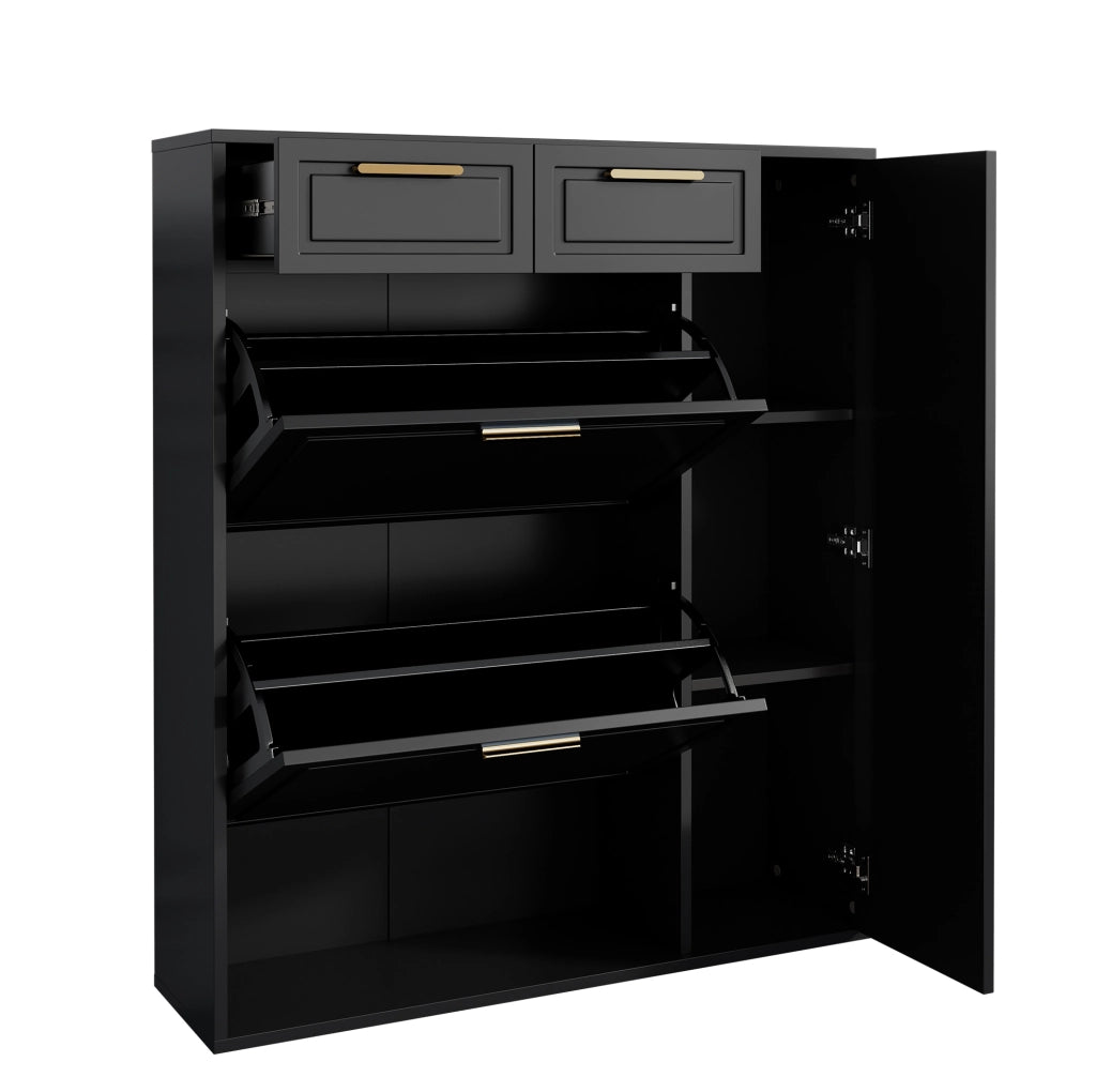 Mobile portascarpe nero 95x24x107,5 cm con vani modulari