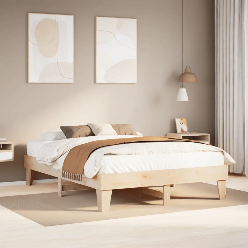 Letto senza Materasso-Struttura Letto 150x200 cm in Legno Massello di Pino 332108