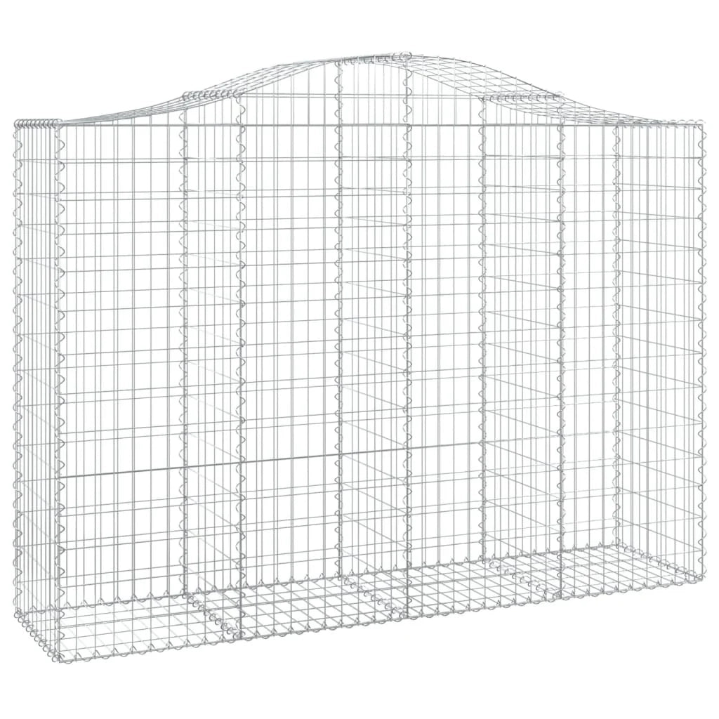 Cestini gabbioni recinzione a gabbia muro di contenimento ad arco 11 pezzi 200 x 50 x 140/160 cm ferro zincato argento 02_0040325