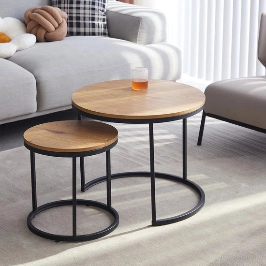 Tavolo di Sala - Tavolo Rotondo - Set di 2 Tavoli - Piccolo Tavolo Rotondo - Tavolo Accessorio - Legno - 60CM & 40CM