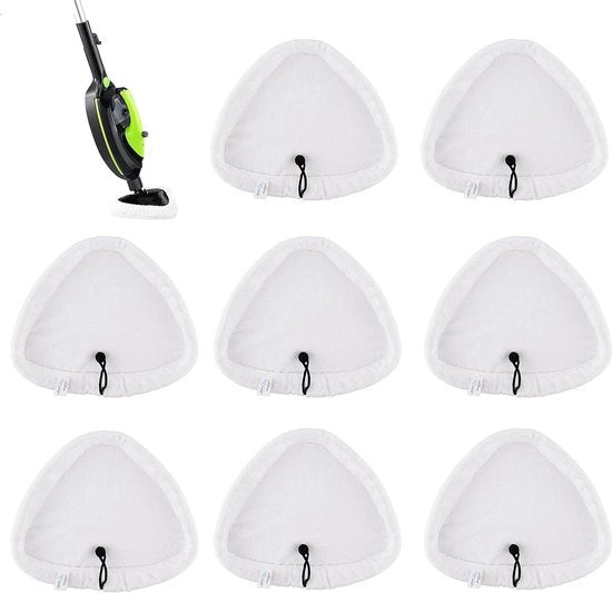Driehoekige stoomdweilpads universali - 8 pezzi - compatibili con sterriliatori H2O - microveluri - riutilizzabili e lavabili