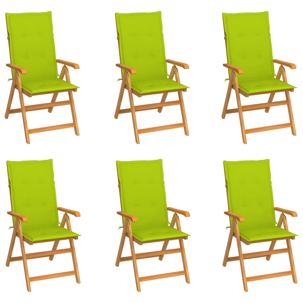 Sedie Giardino 6 pz e Cuscini Verde Brillante Massello di Teak cod mxl 7238