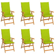 Sedie Giardino 6 pz e Cuscini Verde Brillante Massello di Teak cod mxl 7238