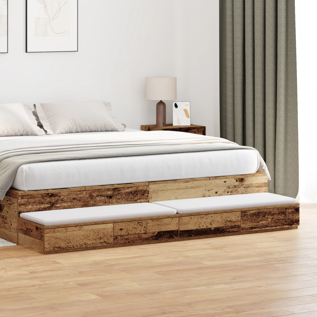 Cassetti per letti  in legno vecchio 180x36,5x16,5 cm in legno ingegnerizzato