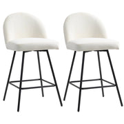 Set da 2 Sgabelli da Bar con Schienale 48,5x56x92 cm in Velluto Bianco Crema