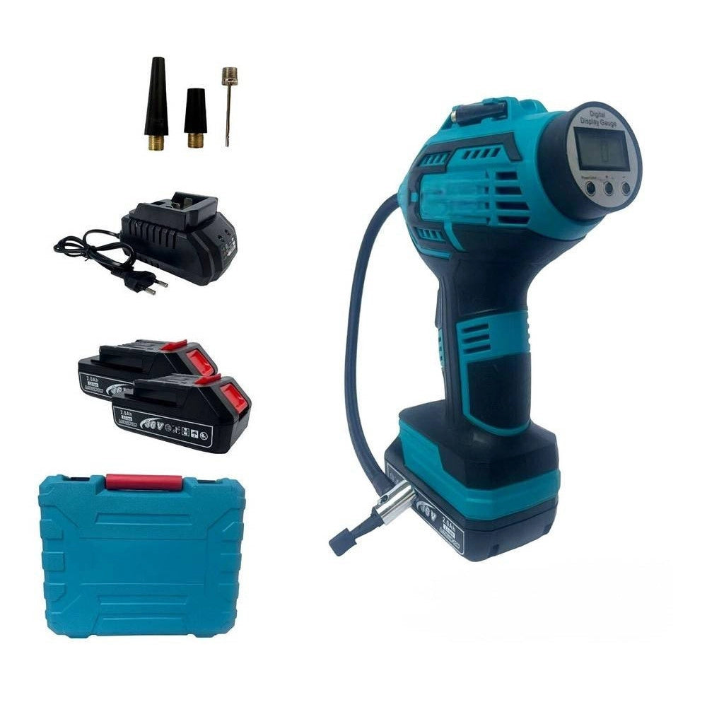 Trade Shop - Compressore Aria Portatile Doppia Batteria Litio 36 V Digitale Ruote Auto Moto -