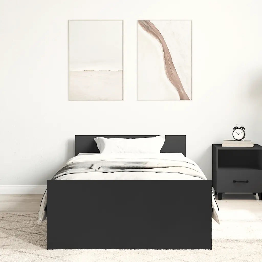 Giroletto Nero 75x190 cm Small Single in Legno Multistrato 835947