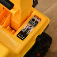 Ruspa Giocattolo 2 in 1 con Escavatore e Mordente, Vano Nascosto, Gioco Cavalcabile Bambini 2-3 Anni, 90x28x58cm, Giallo