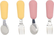 Set di Cucchiaini e Forchette per Bambini - 4 pezzi - BPA libero - Acciaio Inossidabile - Set di Cucchiaini e Forchette per Bambini - Silicone - Set di Cucchiaini e Forchette per Bambini e Piccoli