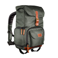 Mantona Luis junior Retro Zaino fotografico verde, per fotocamera con copertura antipioggia, borsa fotografica con scomparto per laptop, DSLR, 3 obiettivi e accessori fotografici