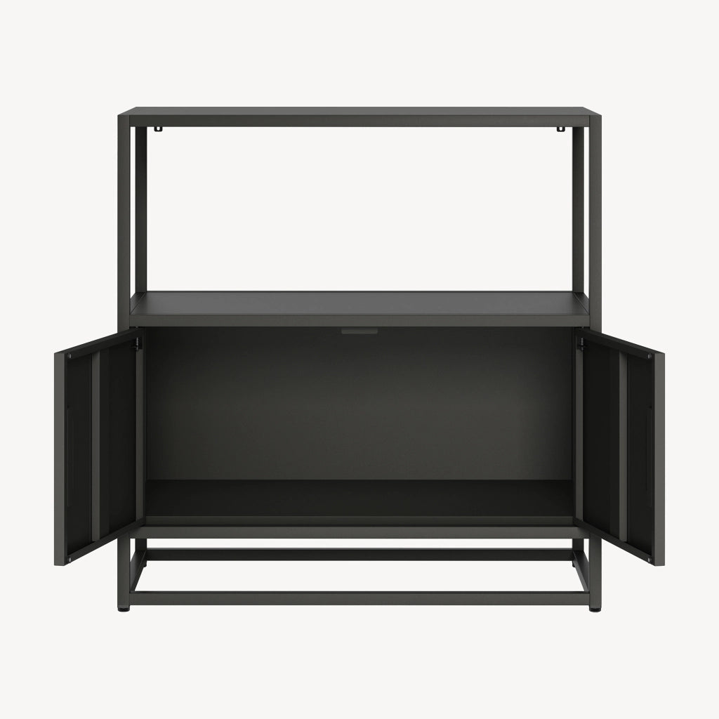 Armadio da Ufficio Hailuoto per Archivio 82 x 80 x 40 cm Acciaio Nero [en.casa]