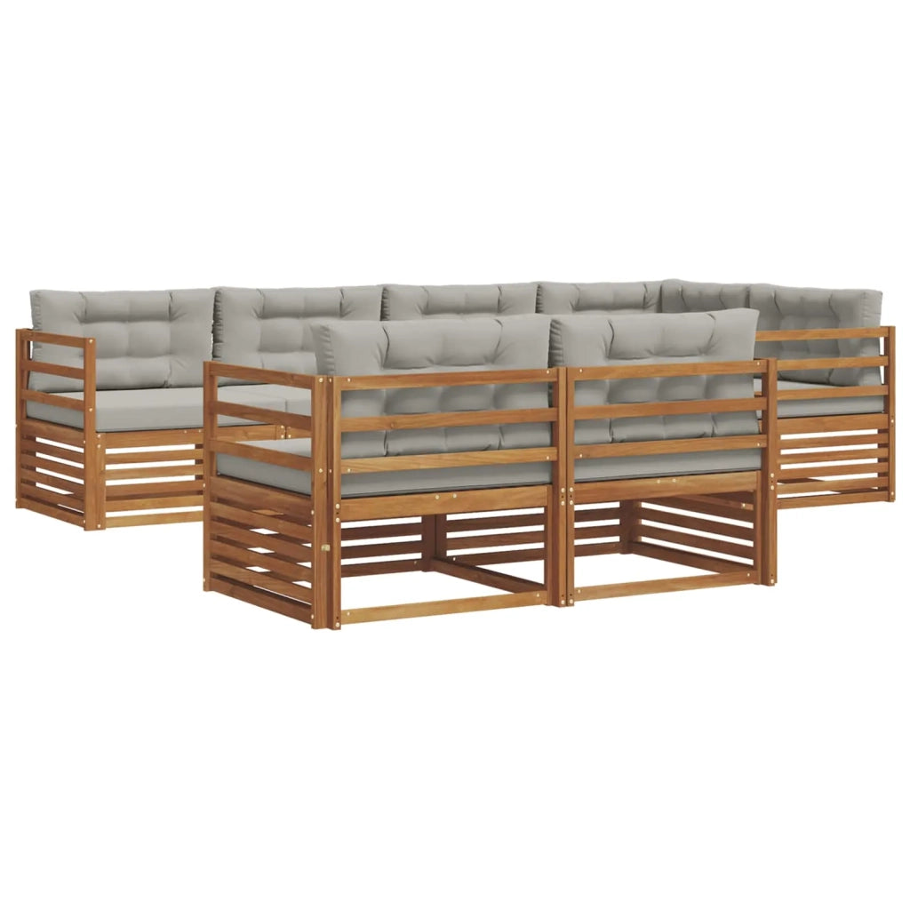 Set di divani da esterno 7 pcs Grigio Naturale e Chiaro