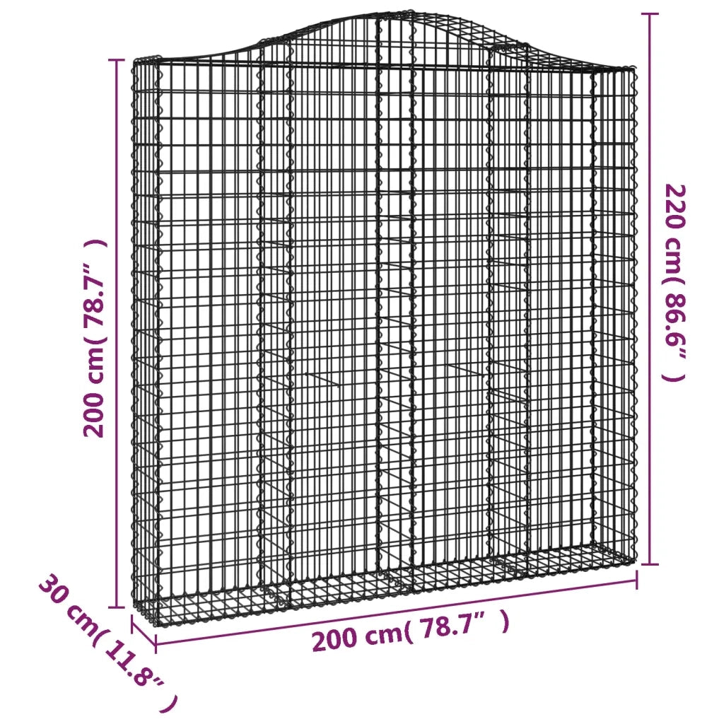 Cesto Gabbione ad Arco 200x30x200/220 cm Ferro Zincato 153390