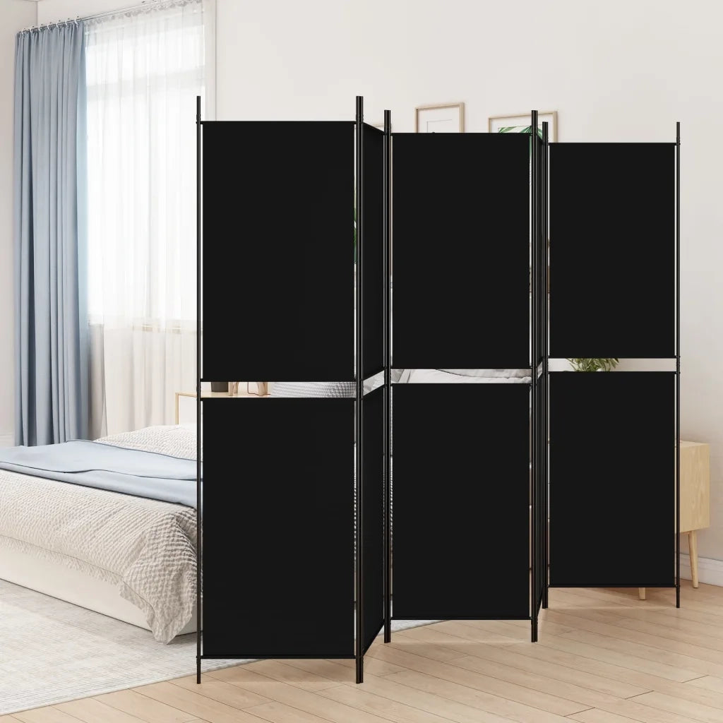 Divisorio 5 Pannelli Nero 250x200 cm Tessuto 350237
