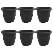 Set di 6 vasi da fiori rotondi moderni 30 x 30 x 25 cm leggeri e resistenti realizzati in plastica nera 02_0059328