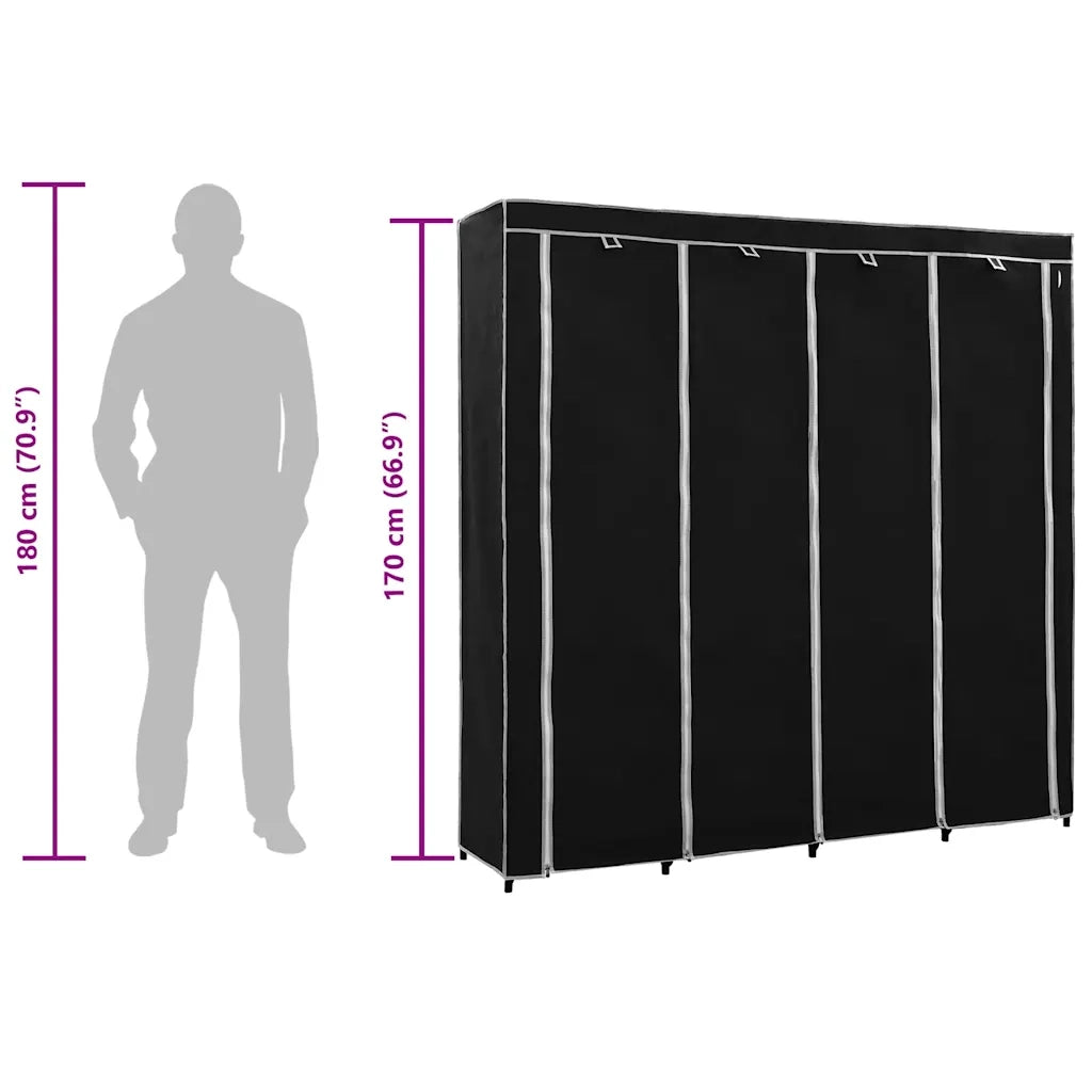 Guardaroba con 4 Scomparti Nero 175x45x170 cm cod mxl 66121