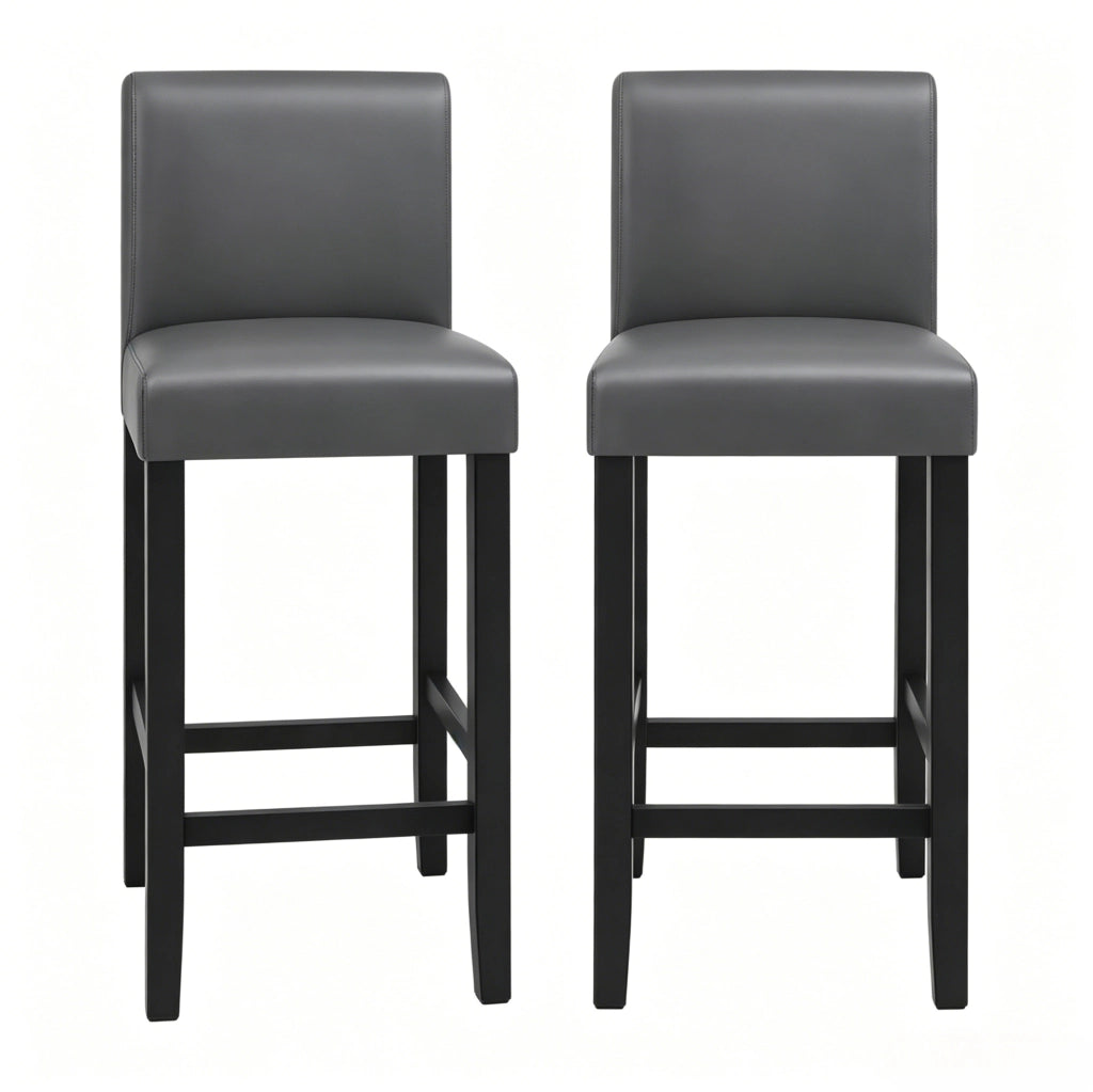 Set 2 sgabelli da bar con schienale 41 x 37,5 x 110 cm nero e grigio