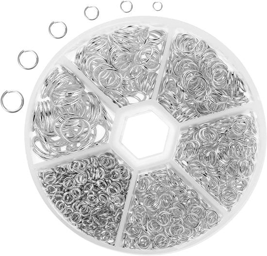 970 pezzi di anelli di metallo in 6 misure per la creazione di gioielli - anelli a molla metallici 4-10 mm